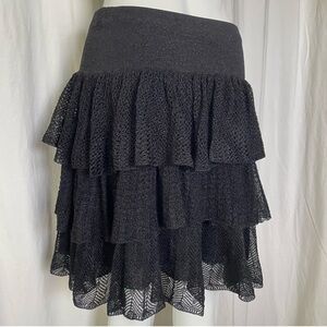 Ralph Lauren Rugby Black Tiered Textured Black Mini Skirt